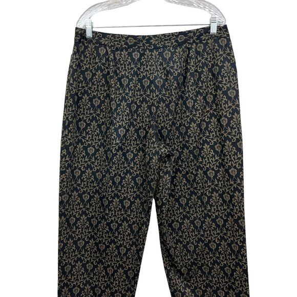 Talbots Petites Womens Pants Floral Flat Front Stretch Tapered Pockets Black 16 - Picture 6 of 6